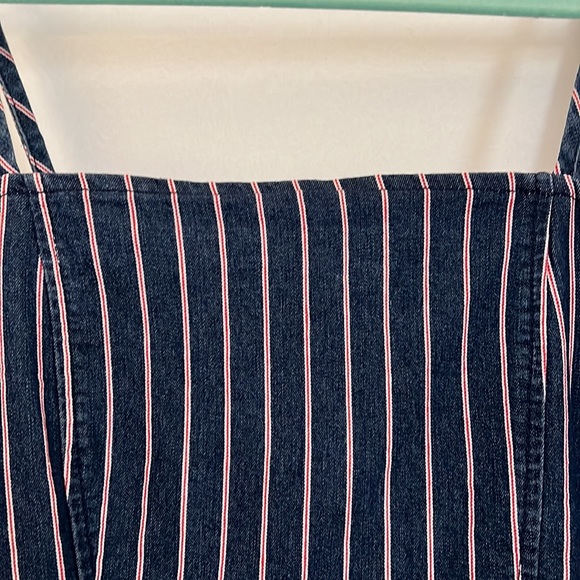 NWOT Altar’d State Blue Denim with red and white stripe mini dress - Picture 3 of 7